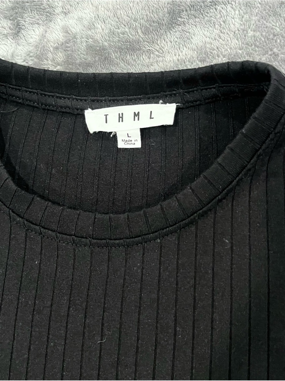 THML Black Ribbed Tank with Ruffle Sleeves - Picture 4 of 6